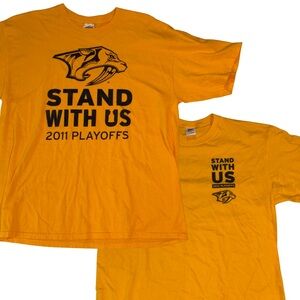 Lot of 2 Nashville Predators Playoff T-Shirts XL Stand With Us 2011-2012 Hockey